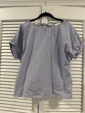 Vineyard Vines Navy & White Striped Short Sleeve Blouse